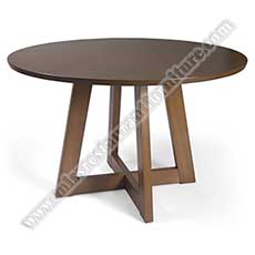 hotel wood round tables_wood restaurant tables 1020_Popular dark painting hotel/coffee room round wooden dining table, 6 seat dining room dining table with wood crosss legs