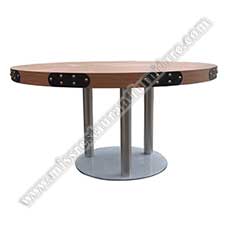 customize MDF round tables_wood restaurant tables 1105_Wholesale customize 8 seater round wooden/MDF antique restaurant table base with steel table base