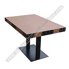 restaurant laminate dining tables_wood restaurant tables 1106_Hotsale rectangle 6 seater restaurant MDF with laminate classic dining tables top with iron table base