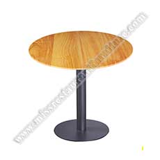 round oak wood dining tables_wood restaurant tables 1203_Classical cheap round 60cm oak wood dining table/coffee tables top with round iron table base