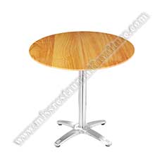 round wooden coffee tables_wood restaurant tables 1204_Wholesale fast food/coffee shop round 2 seater wooden restaurant tables top with steel cross table base