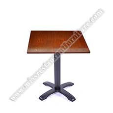 customize laminate dining tables_wood restaurant tables 1210_Customize 2 seater square grainy laminate restaurant dinning tables top with cross iron table base for cafe/bar