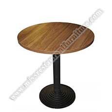 cheap 60cm laminate tables_wood restaurant tables 1211_Antique cheap round 60cm fireproof MDF/laminate bistro table/cafe table with round cast iron table base