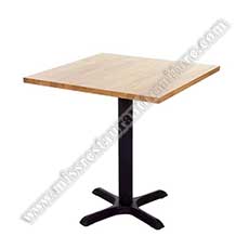 cheap wood dining tables_wood restaurant tables 1215_Cheap factory price solid wood dining tables/square MDF restaurant tables with cross iron table base