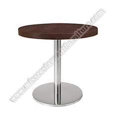 fast food MDF round dining tables_wood restaurant tables 1221_Bistro/fast food small 2 seater MDF with laminate round dining tables top and round steel table base