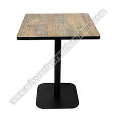 retro square dining tables_wood restaurant tables 1231_Factory price small square dining room fireproof plywood/MDF retro dining tables with square iron table base