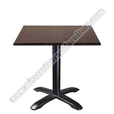 wood square restaurant tables_wood restaurant tables 1233_Dark color customize solid wood square 4 seater restaurant dining tables with cross iron table base