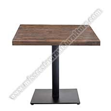 retro wood cafeteria tables_wood restaurant tables 1234_Retro design square rustic solid wood fast food/cafeteria dining tables with square iron table base