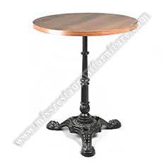 restaurant round dining tables_wood restaurant tables 1243_Classical restaurant round fireproof MDF dining table with retro cast iron table legs