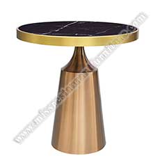 new coffee room marble tables_marble restaurant tables 1512_New design black color coffee room marble tables 2 seat round natural marble cafe tables with copper color steel tulip shape table legs