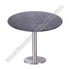 round black quartz diner tables_marble restaurant tables 1517_Customize round black color quartz stone bistro diner tables top round restaurant quartz tables with round stainless steel table legs