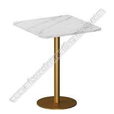 white marble restaurant tables_marble restaurant tables 1520_Customize square 60cm natural marble restaurant dining tables white stone bistro diner table top with golden chrome iron table base