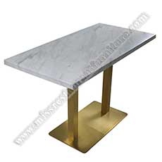 simple modern marble tables_marble restaurant tables 1527_Simple design rectangle 4 seat modern restaurant stone tables white natural marble dining table top with golden color stainless steel table legs