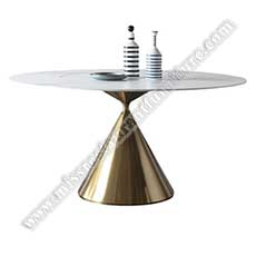 white stone restaurant tables_marble restaurant tables 1535_2022 new design round modern white quartz stone restaurant dining tables top with golden color round cone shape table base