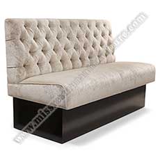 buttom back bench couch_restaurant booth seating 5068_Customize pub buttom back soft long bench sofa with black footer and storage part fabric pub dining couch seating