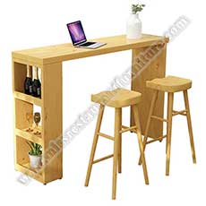 dining wood high table set_U shape high table with barstools_bar table and chairs set 6621